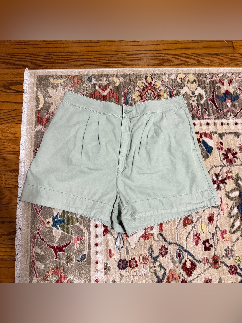 🆕 NEW Without Tags Light Sage Pleated Cotton Women’s Shorts - XL